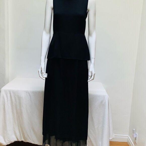 MORGANE LE FAY SILK MAXI SILK DRESS BLACK SMALL - Picture 6 of 9